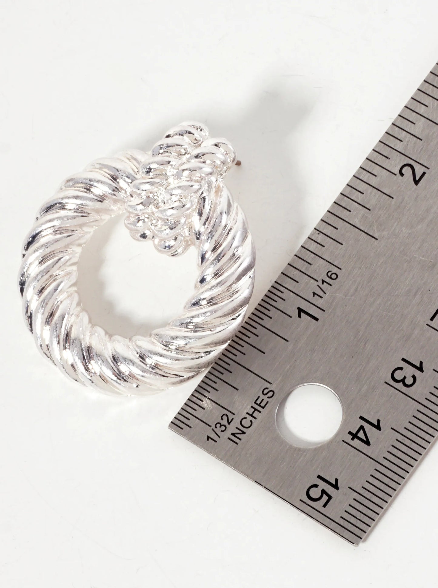 Rope-Texture Metal Doorknocker Design Post Earrings With-Titanium-Post