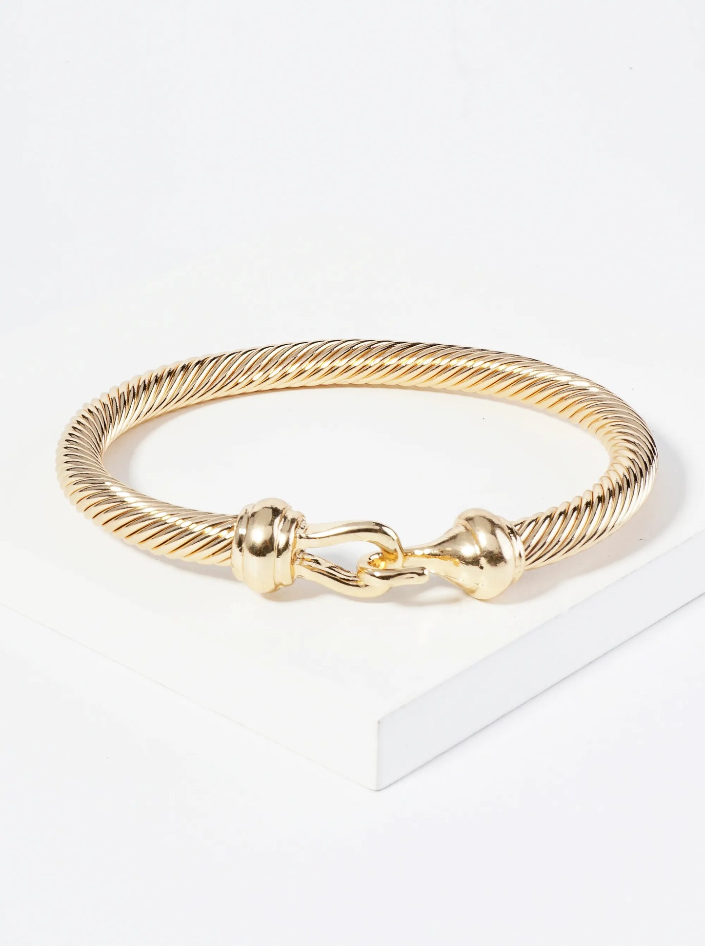Rope Textured Hook Clasp Bangle Bracelet