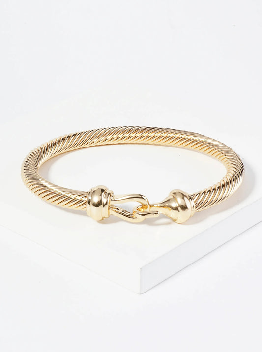Rope Textured Hook Clasp Bangle Bracelet