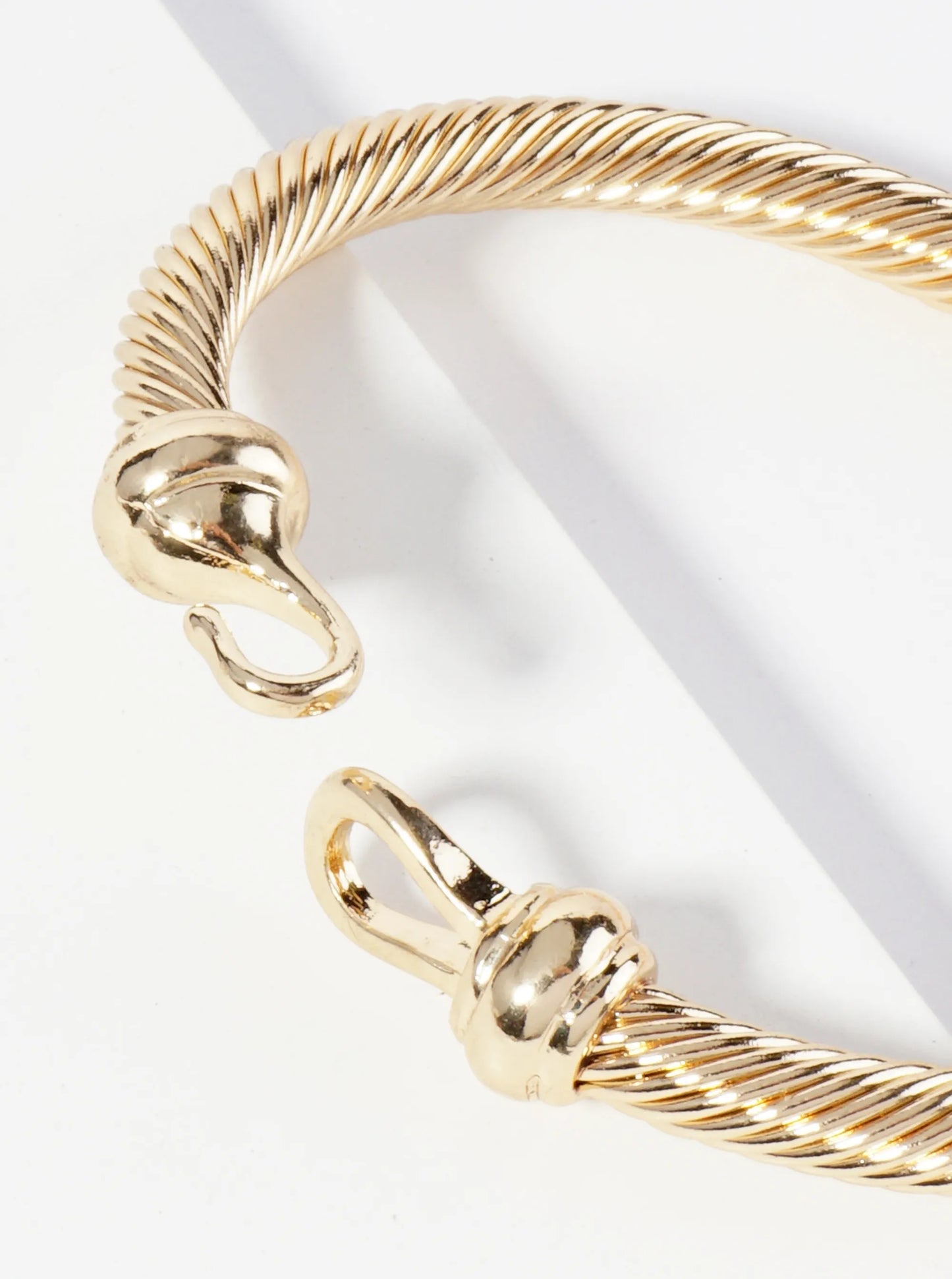 Rope Textured Hook Clasp Bangle Bracelet