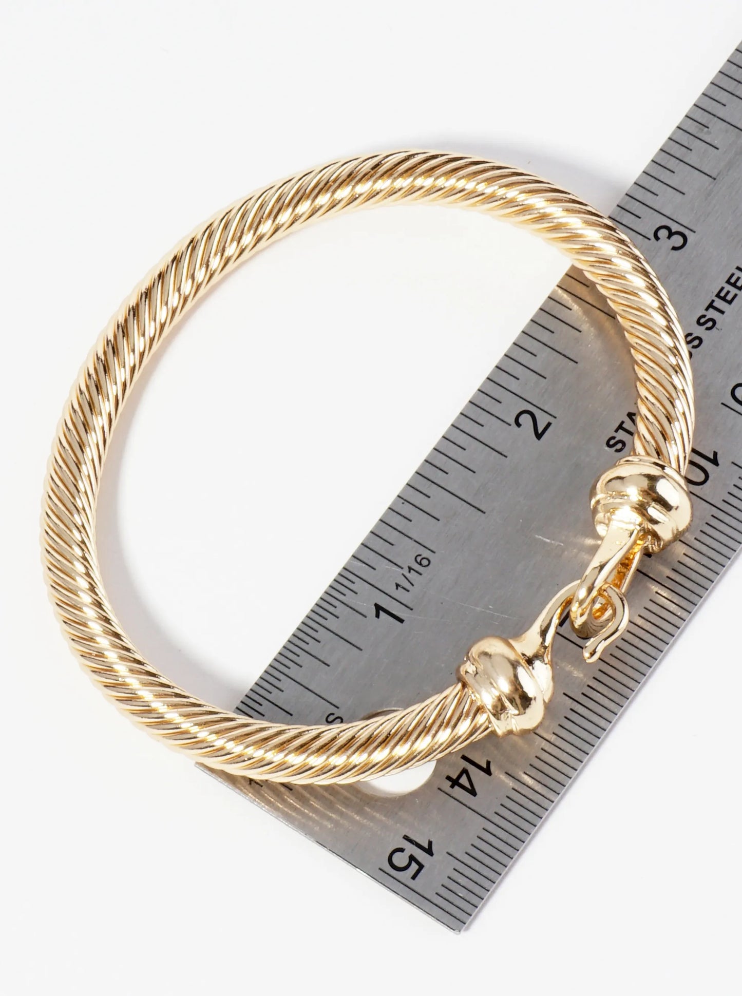 Rope Textured Hook Clasp Bangle Bracelet