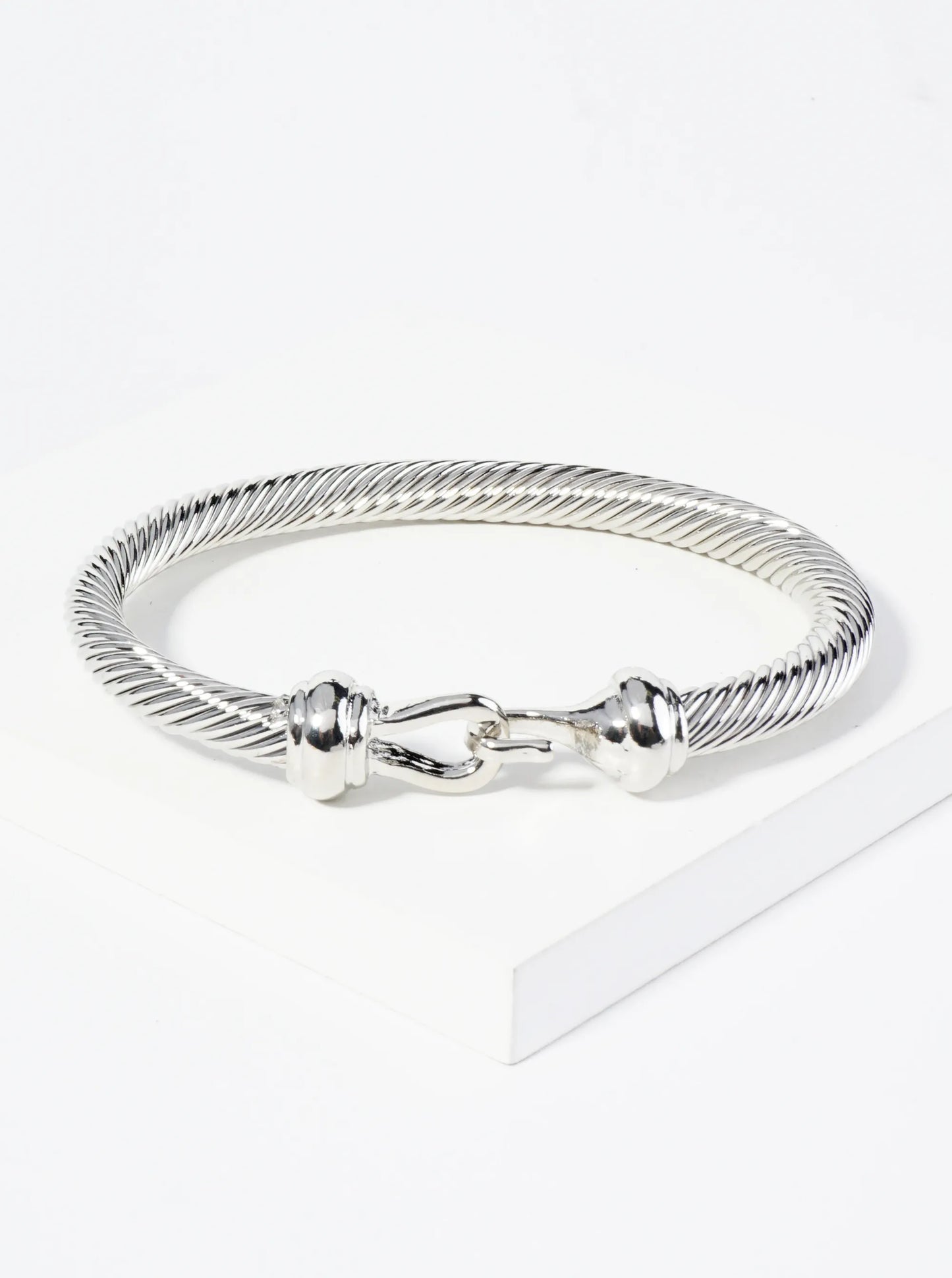 Rope Textured Hook Clasp Bangle Bracelet