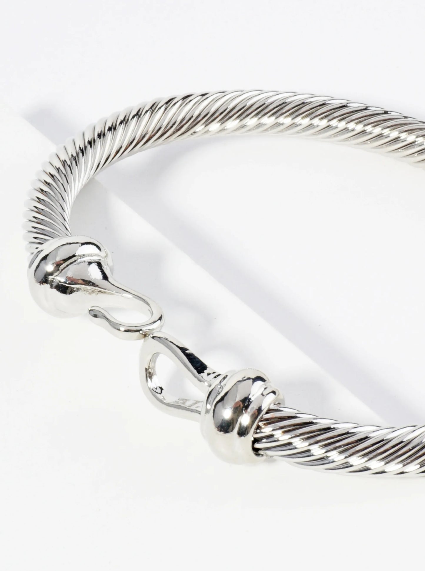 Rope Textured Hook Clasp Bangle Bracelet