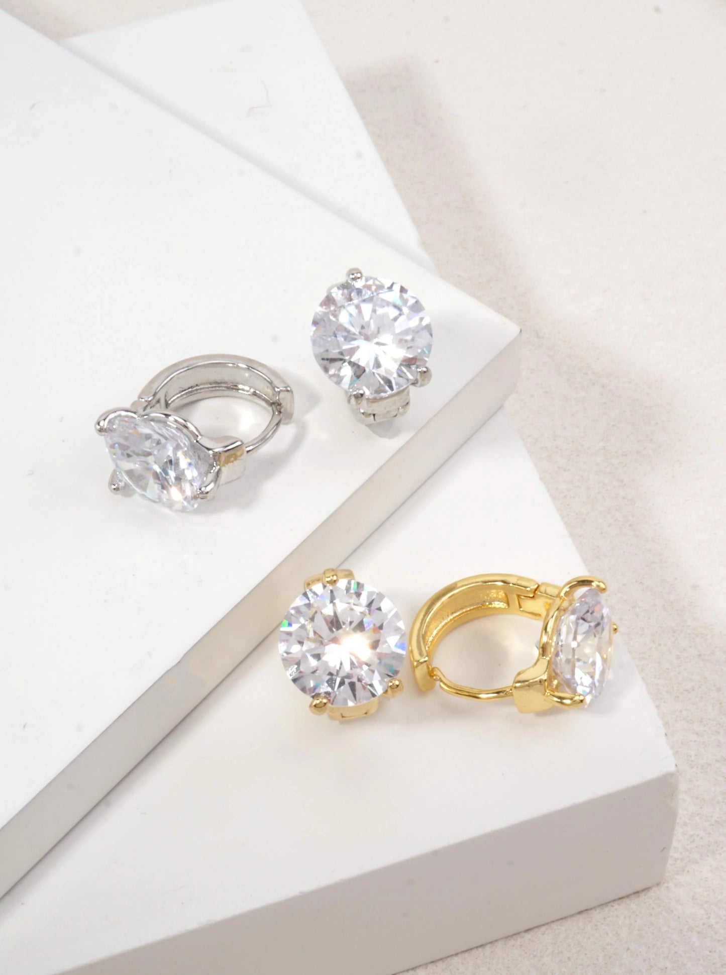 Round CZ Solitaire Stud Earrings