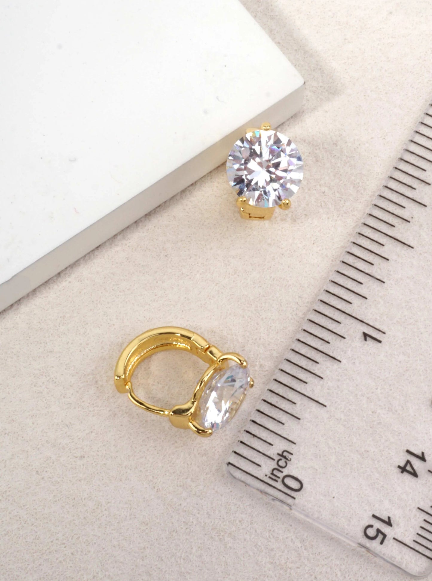 Round CZ Solitaire Stud Earrings