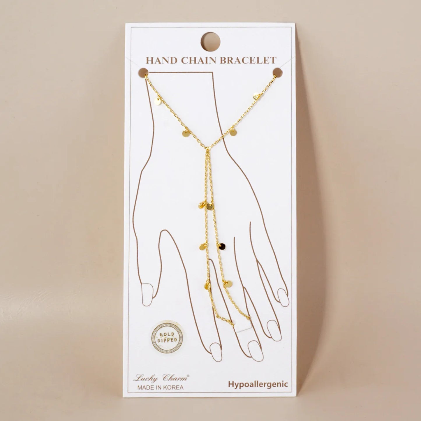 Round Charms 18K-Gold-Dipped Delicate Brass Hand-Chain Bracelet