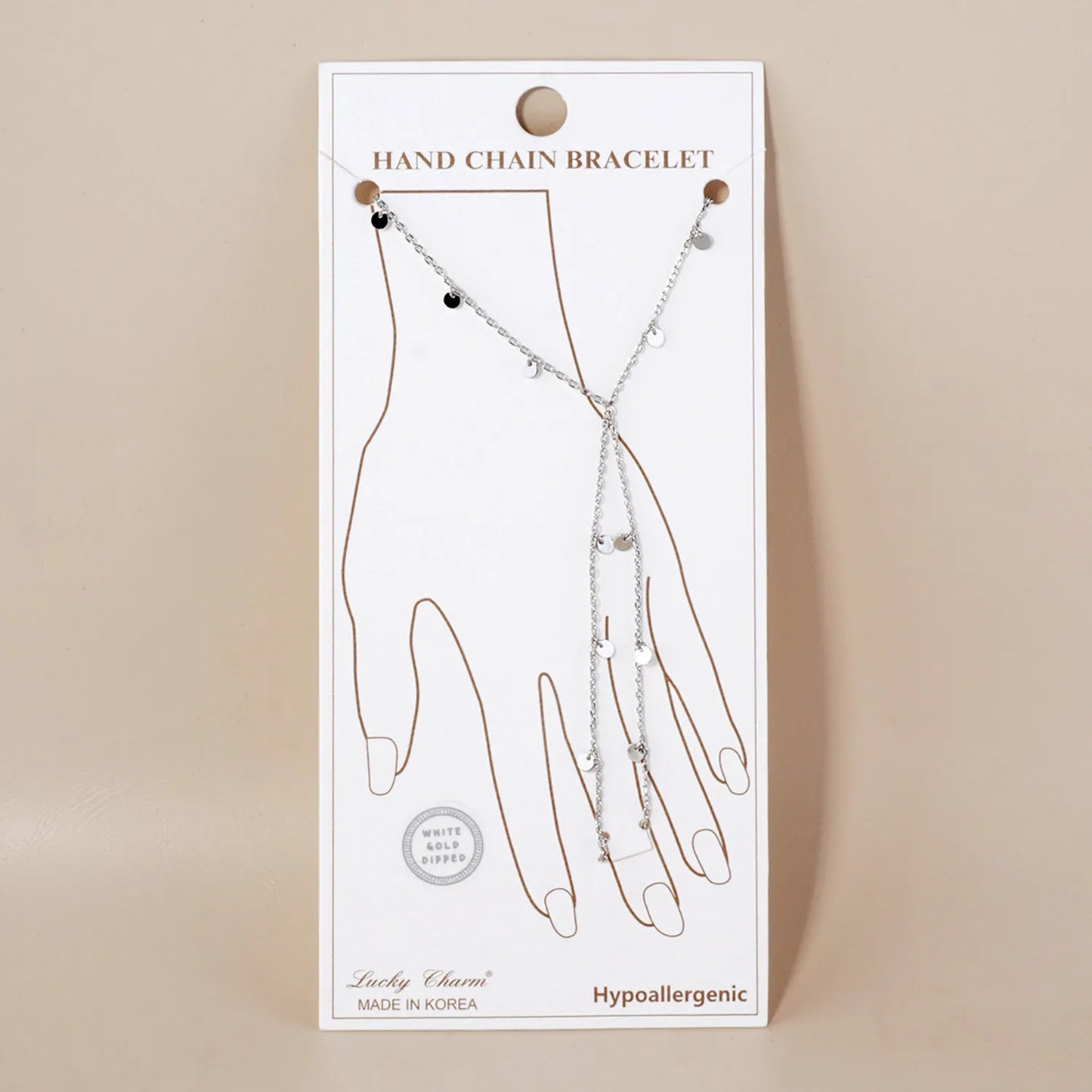 Round Charms 18K-Gold-Dipped Delicate Brass Hand-Chain Bracelet