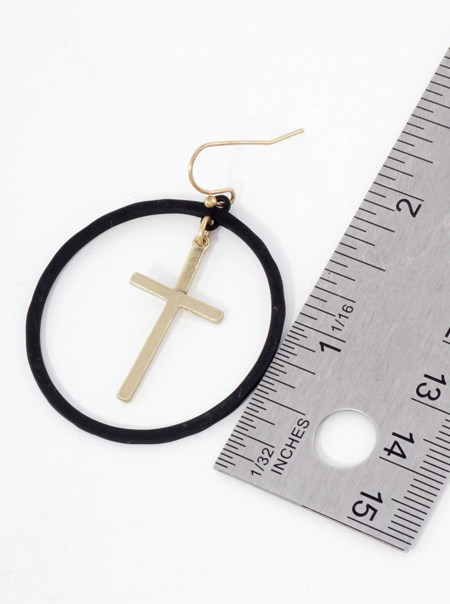 Round Circle Drop Cross Dangle Earrings