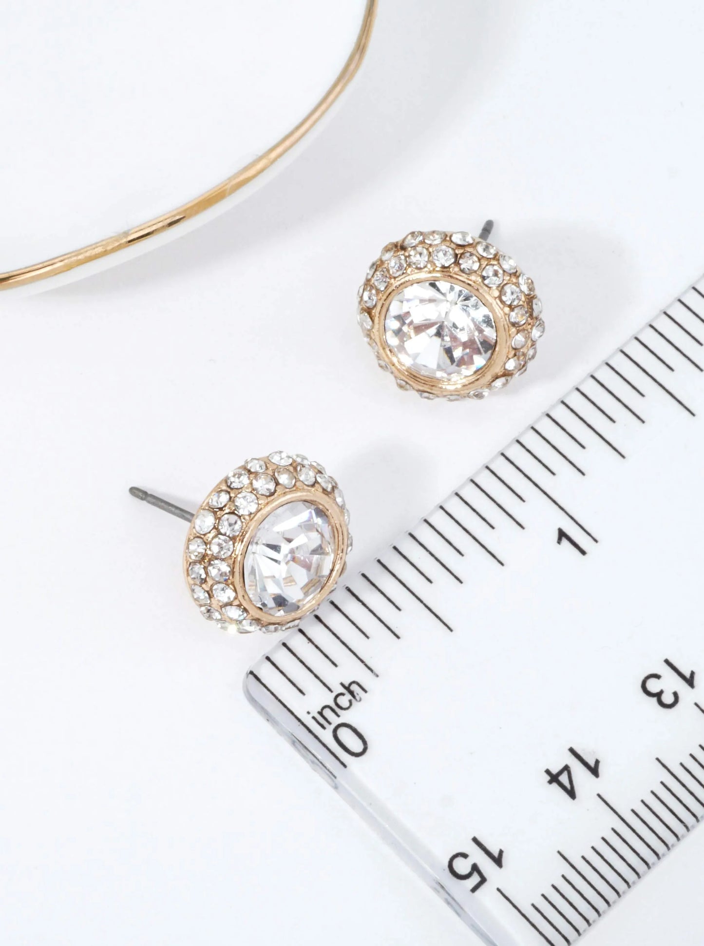 Round Crystal Halo Stud Earrings