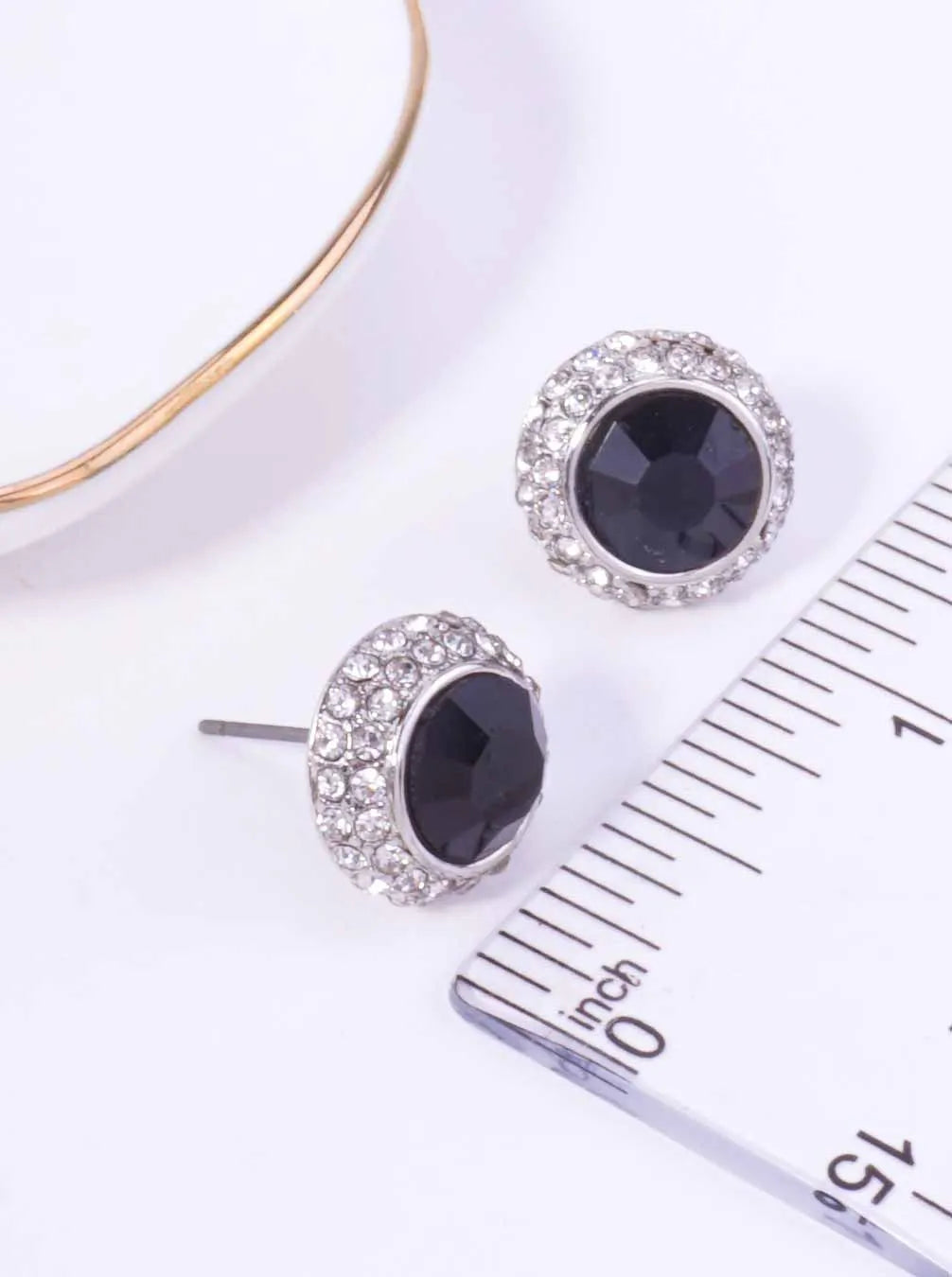 Round Crystal Halo Stud Earrings
