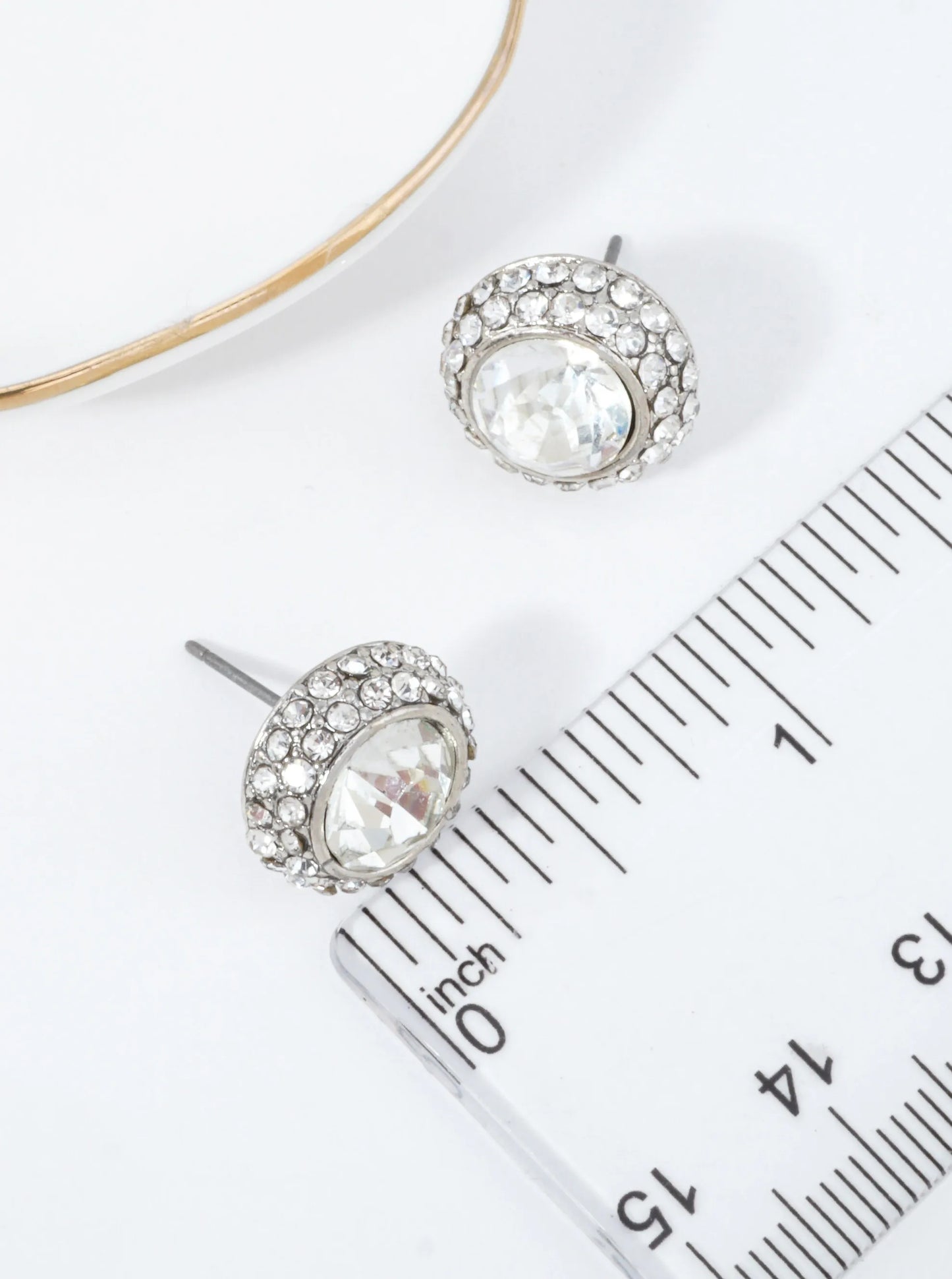 Round Crystal Halo Stud Earrings