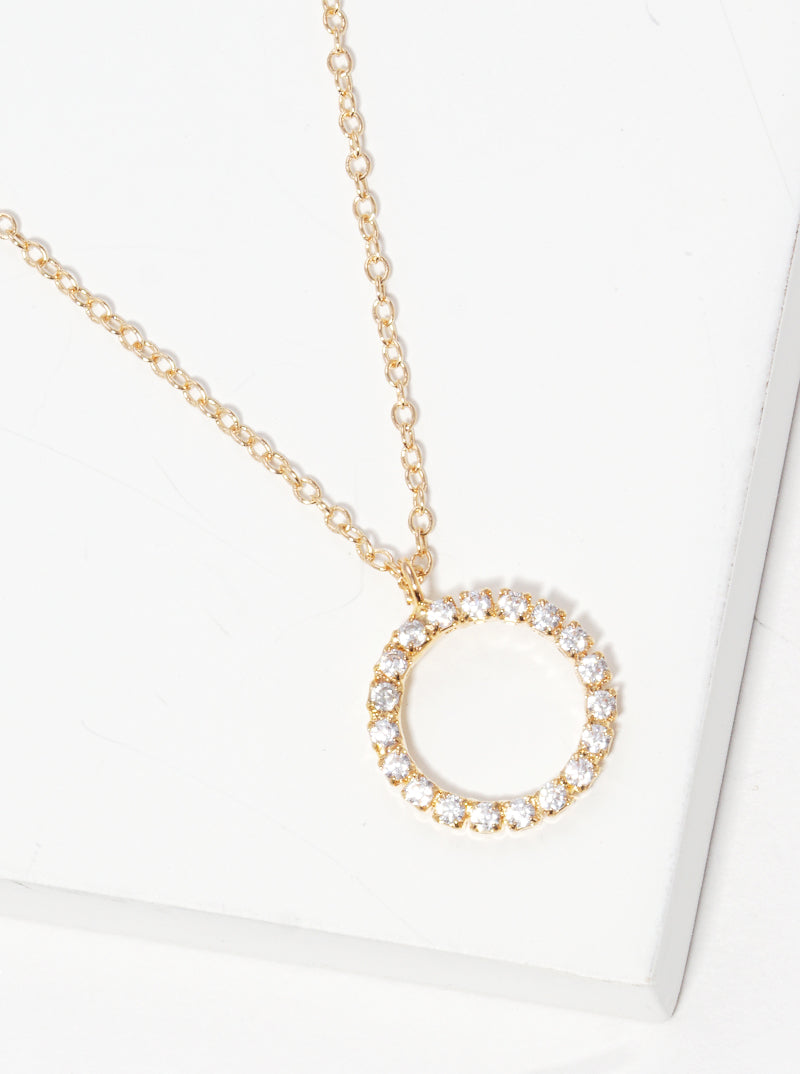 Round Cubic Zirconia Pendant Delicate Necklace