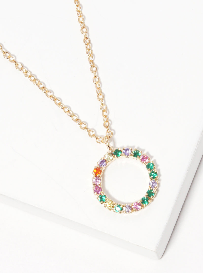 Round Cubic Zirconia Pendant Delicate Necklace
