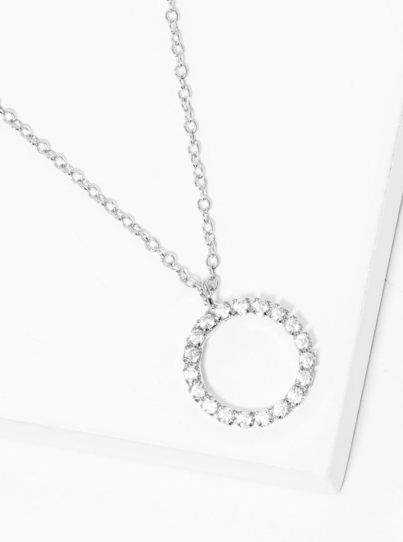 Round Cubic Zirconia Pendant Delicate Necklace