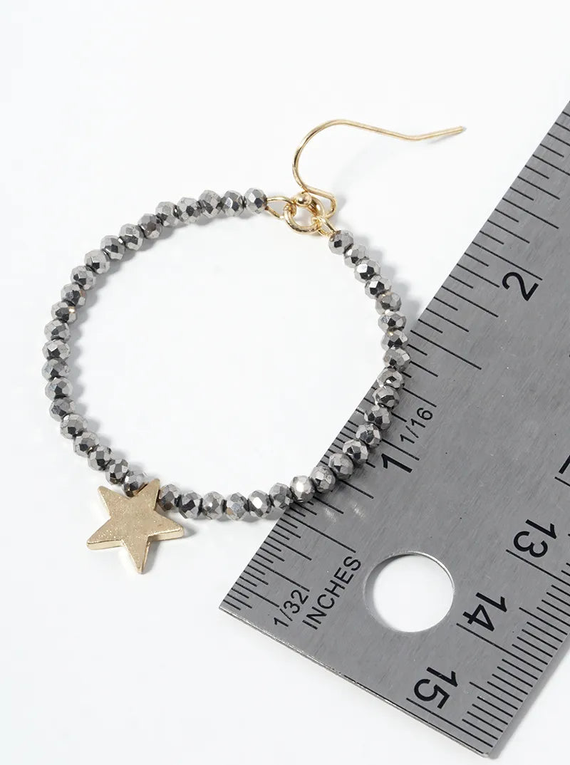 Round Glass Beads Earrings With Brass Star