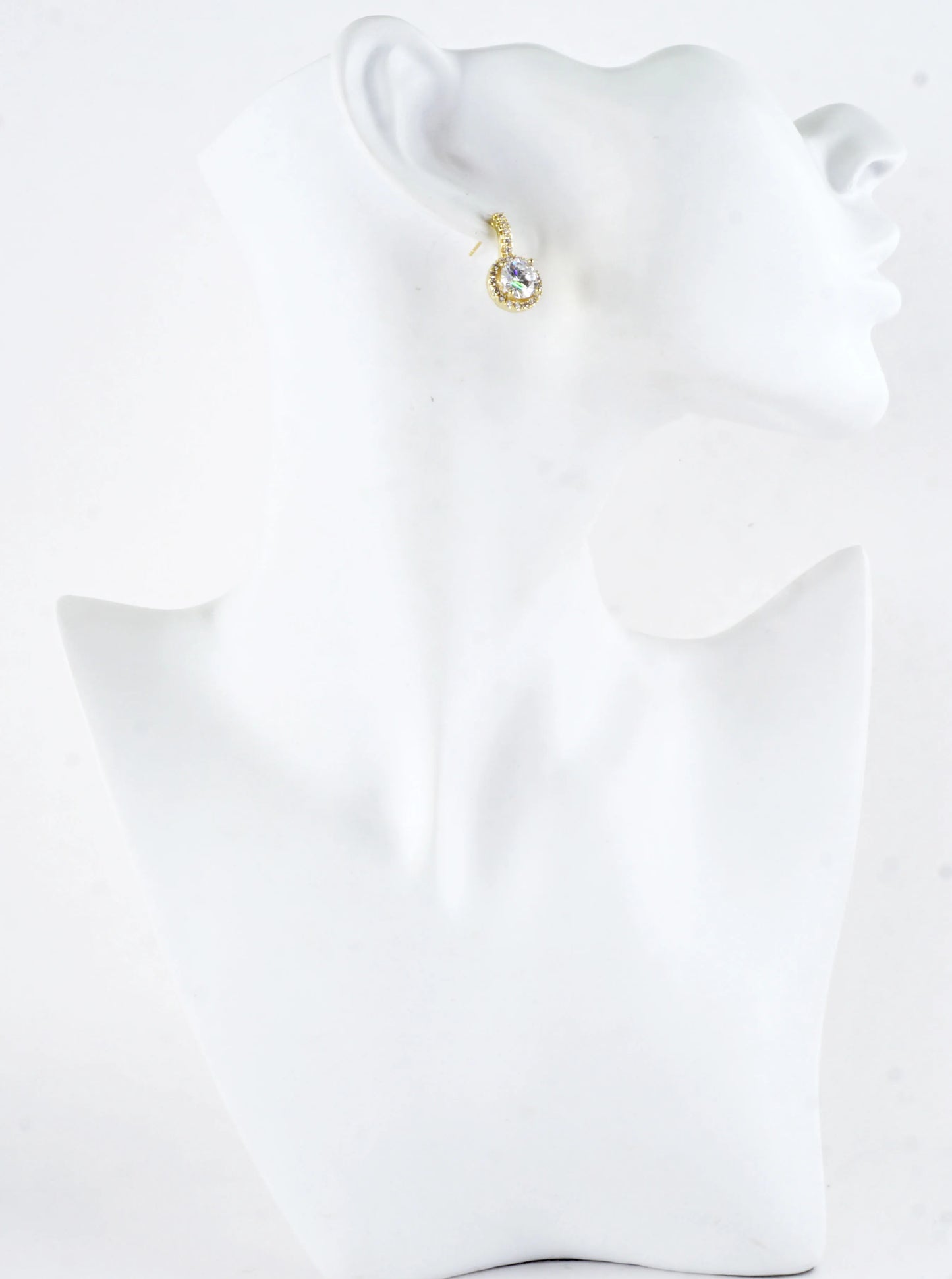 Round Halo Cubic Zirconia Pave Drop Earrings