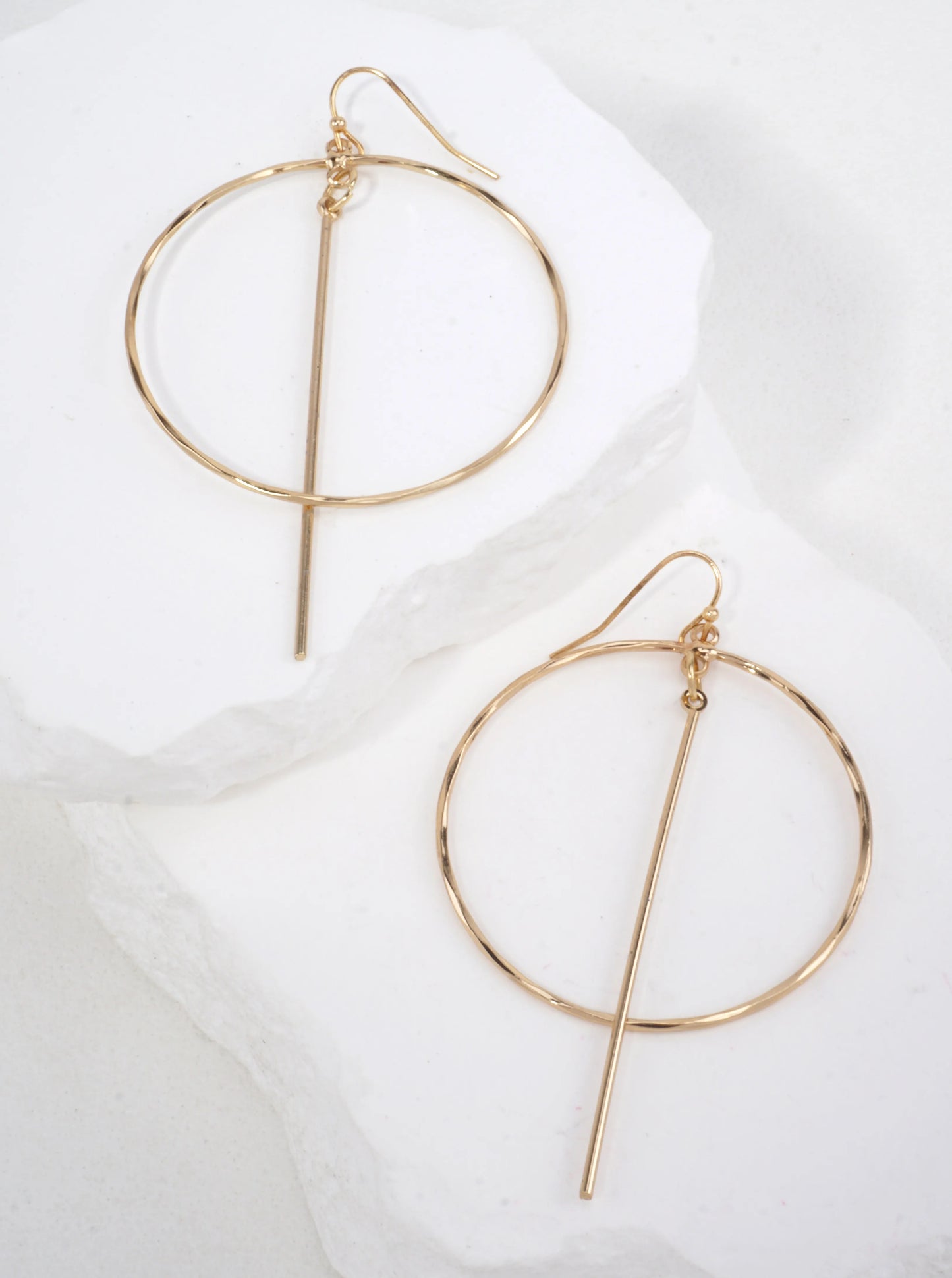 Round Hammered Geometric Dangle Earrings