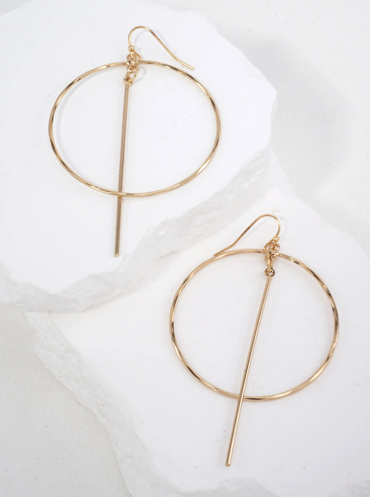 Round Hammered Geometric Dangle Earrings