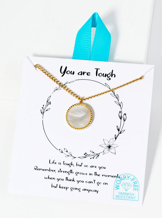 Round MOP Pearl Pendant Hypoallergenic Stainless Steel Necklace