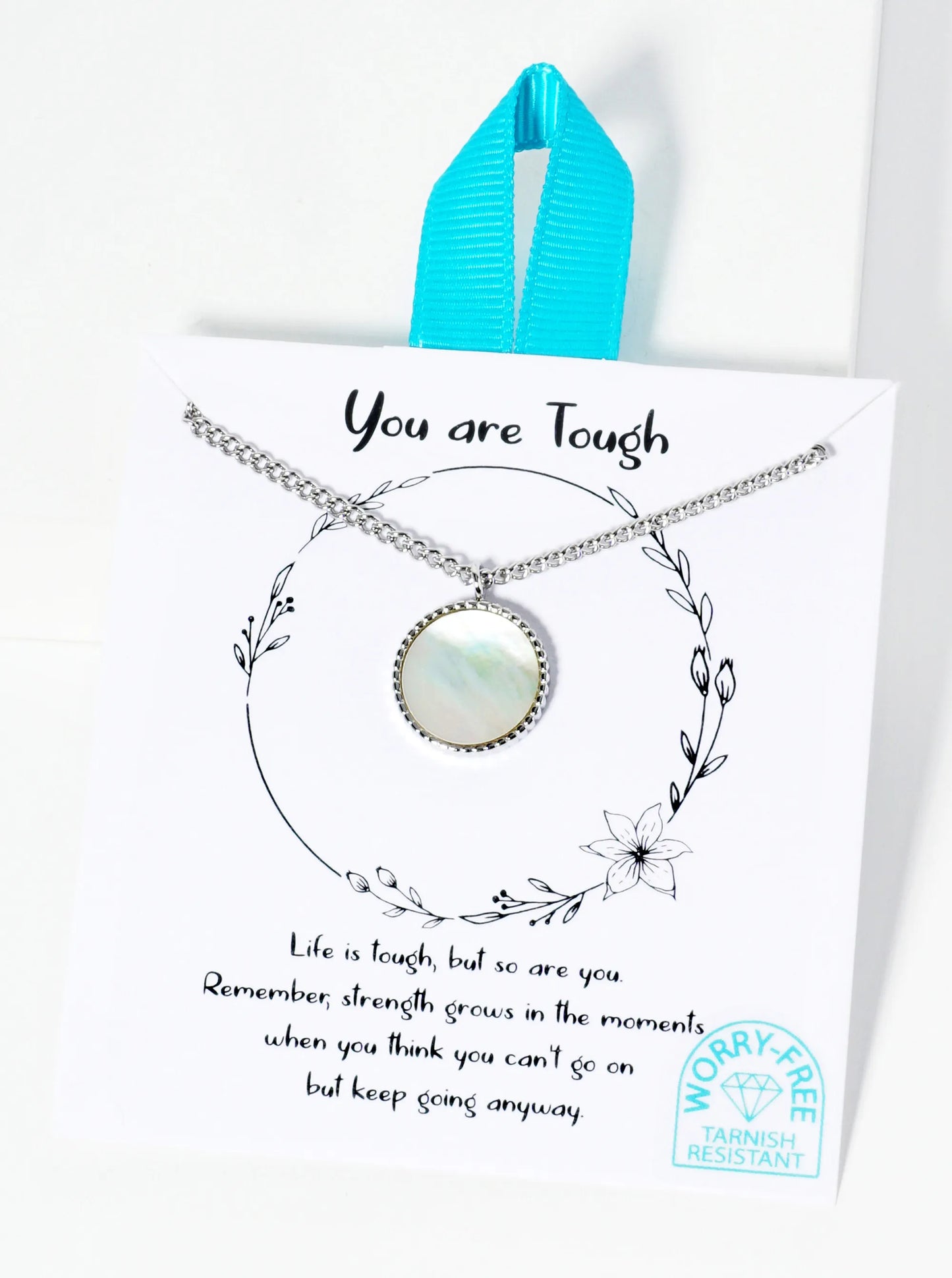 Round MOP Pearl Pendant Hypoallergenic Stainless Steel Necklace