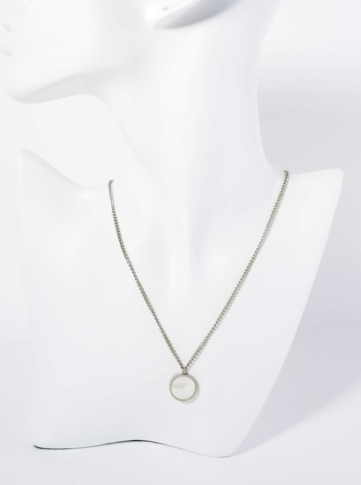 Round MOP Pearl Pendant Hypoallergenic Stainless Steel Necklace