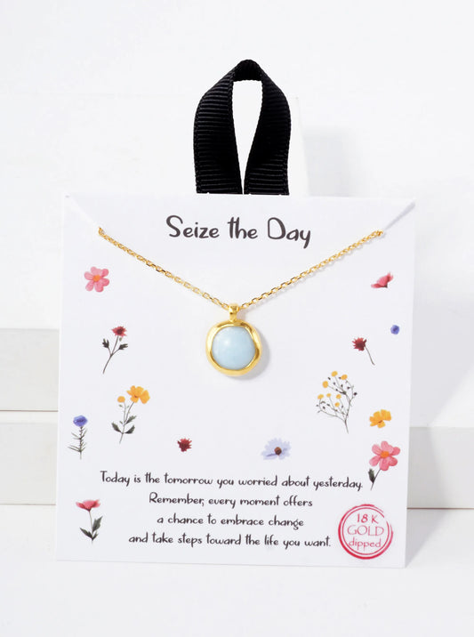 Round Moon-Stone Pendant Hypoallergenic 18K-Gold-Dipped Necklace