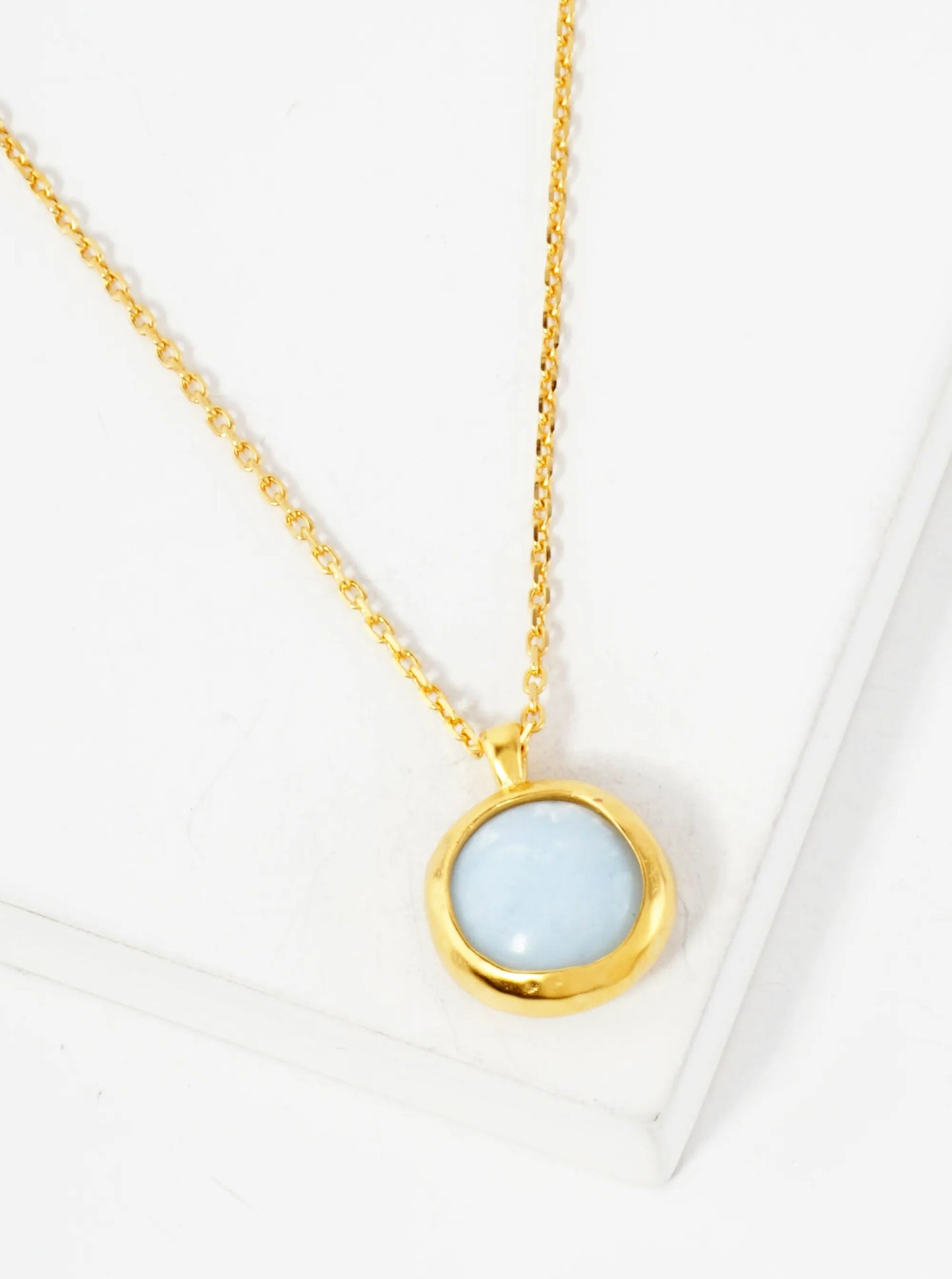 Round Moon-Stone Pendant Hypoallergenic 18K-Gold-Dipped Necklace