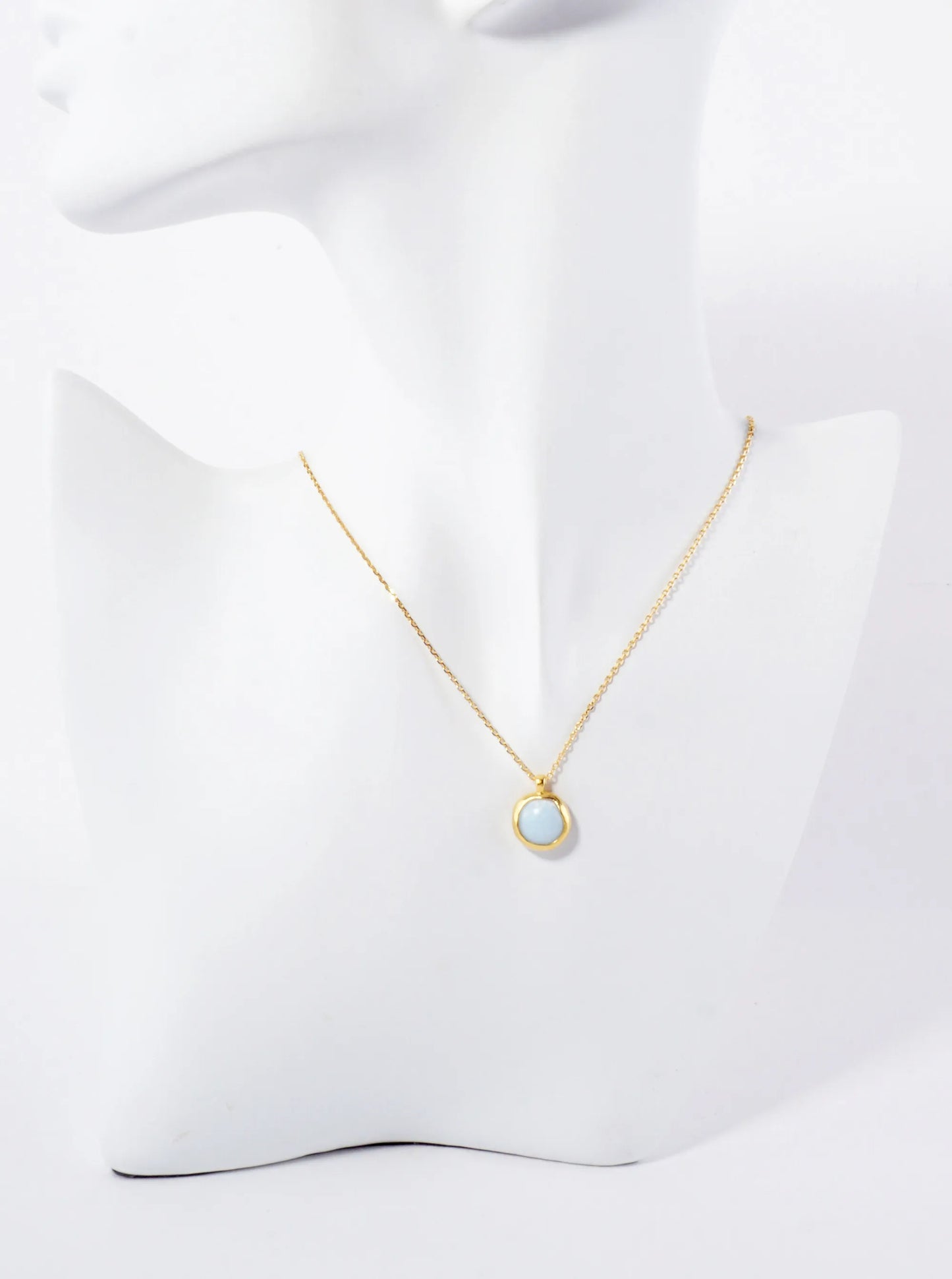Round Moon-Stone Pendant Hypoallergenic 18K-Gold-Dipped Necklace