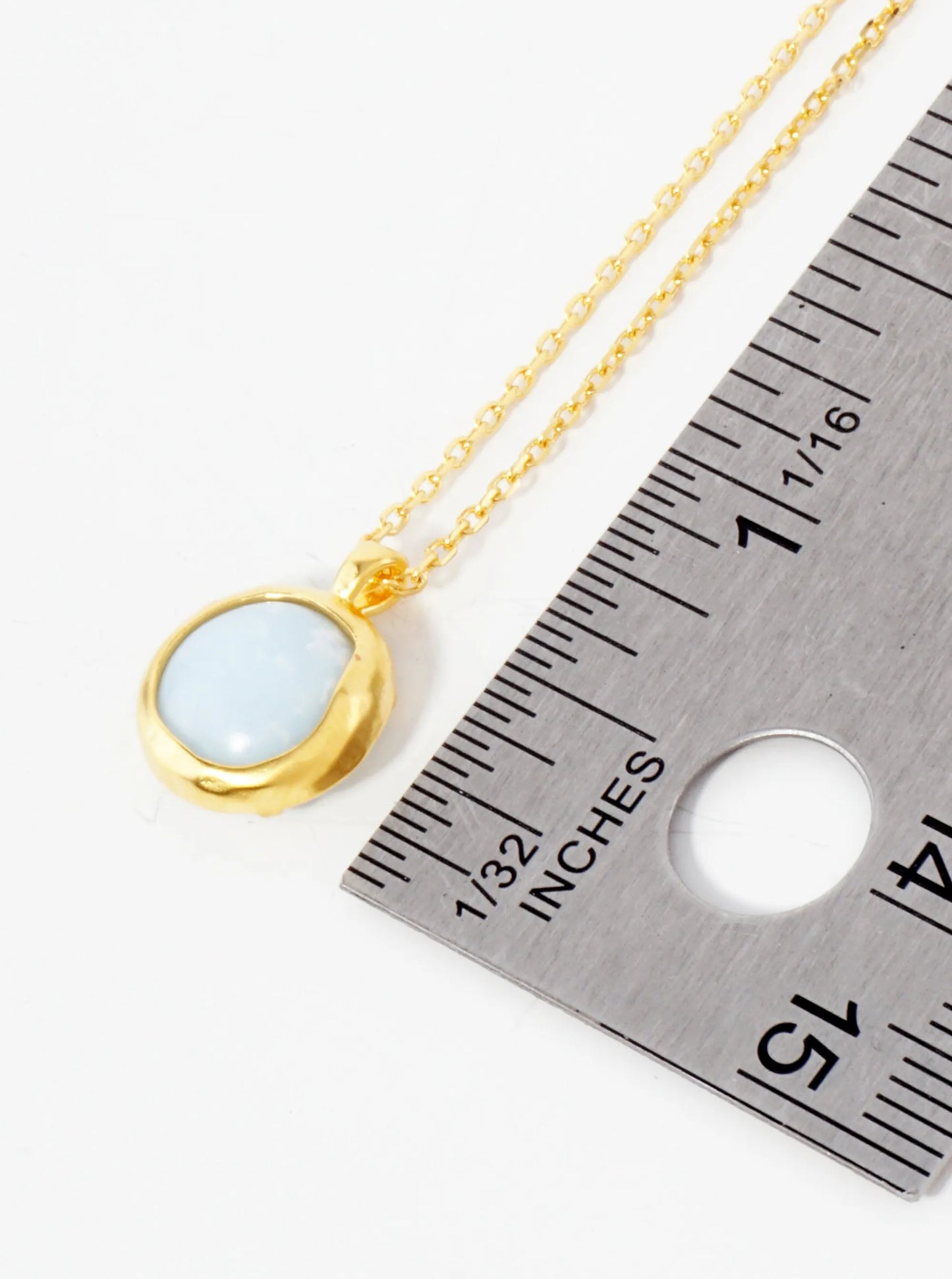 Round Moon-Stone Pendant Hypoallergenic 18K-Gold-Dipped Necklace