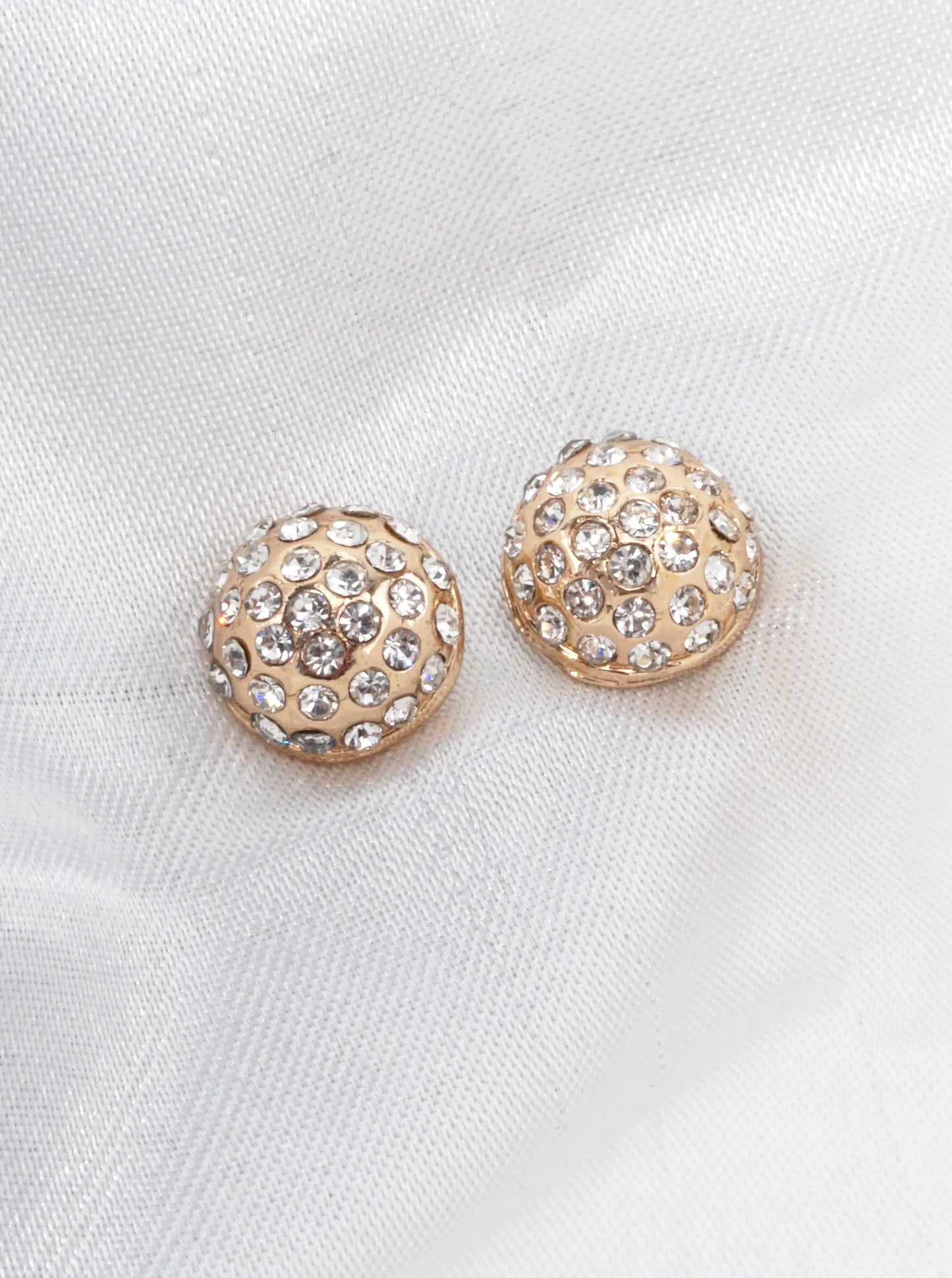 Round Pavé Crystal Stud Earrings