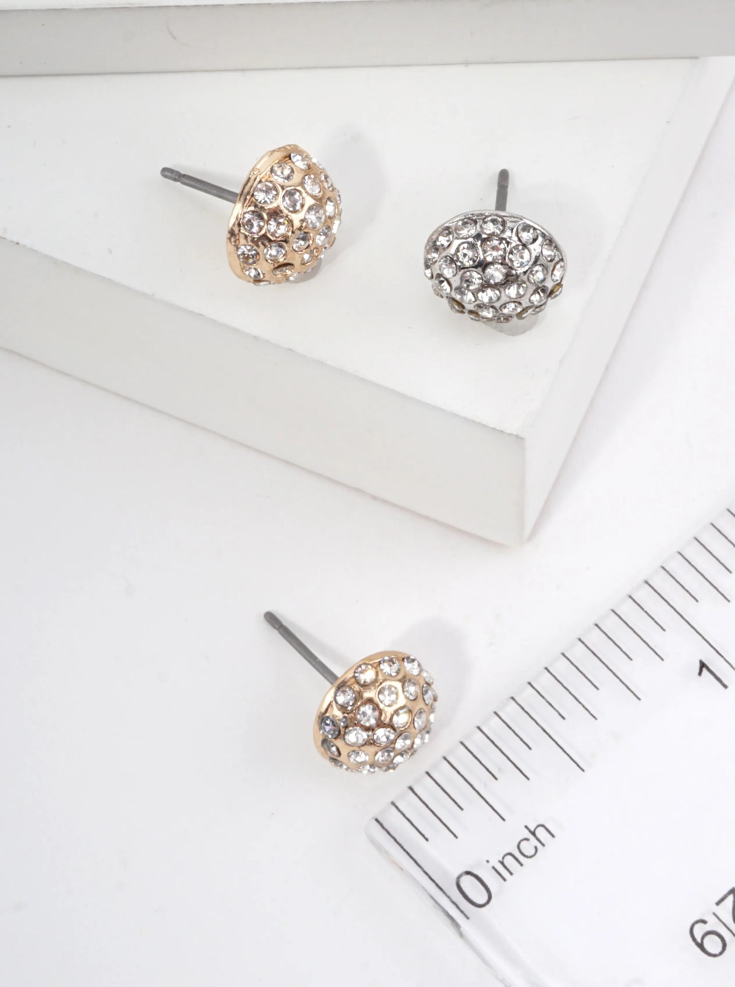 Round Pavé Crystal Stud Earrings