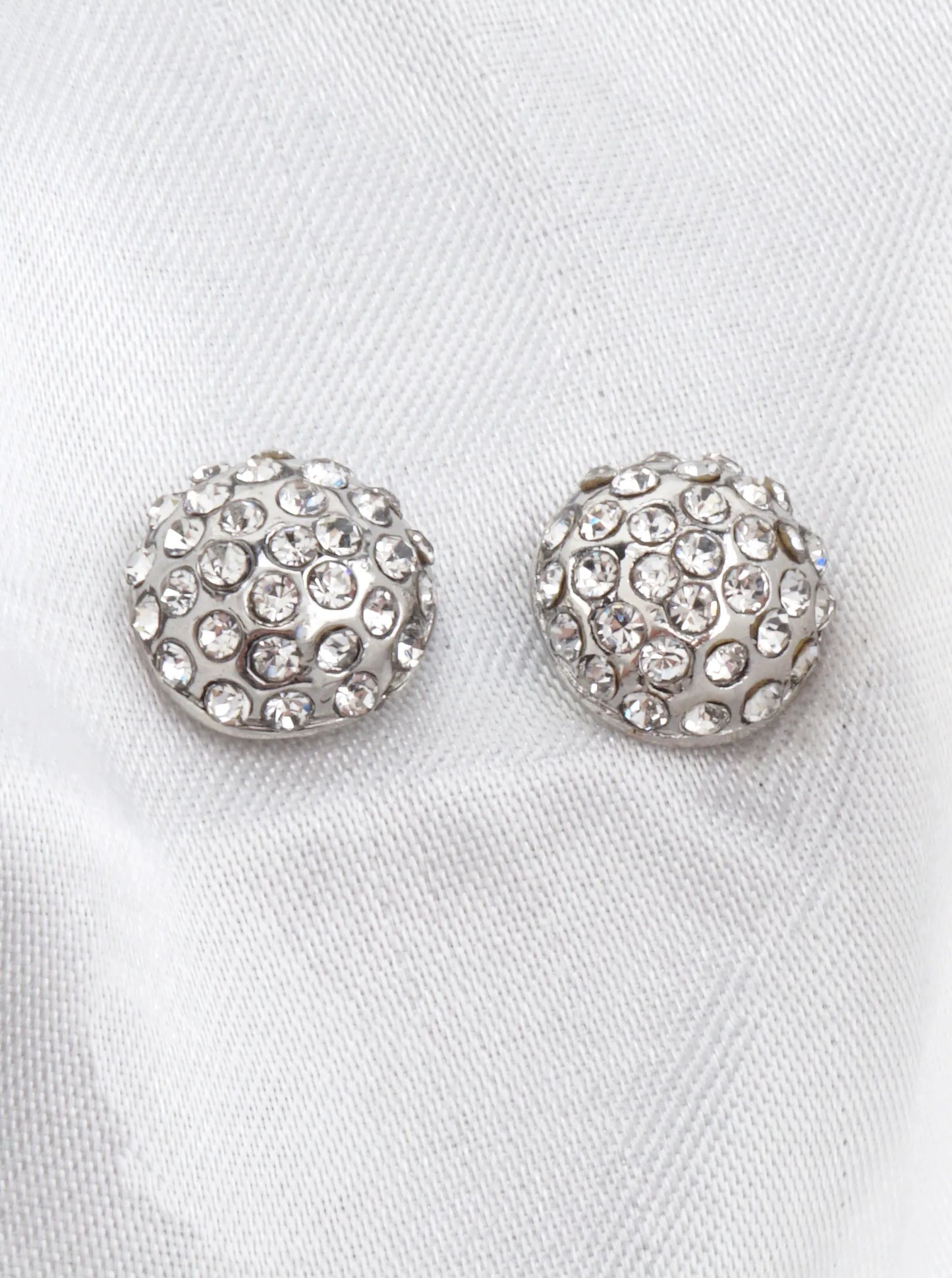 Round Pavé Crystal Stud Earrings