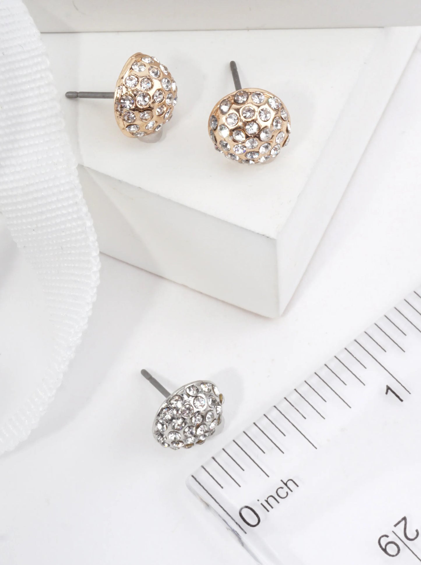 Round Pavé Crystal Stud Earrings