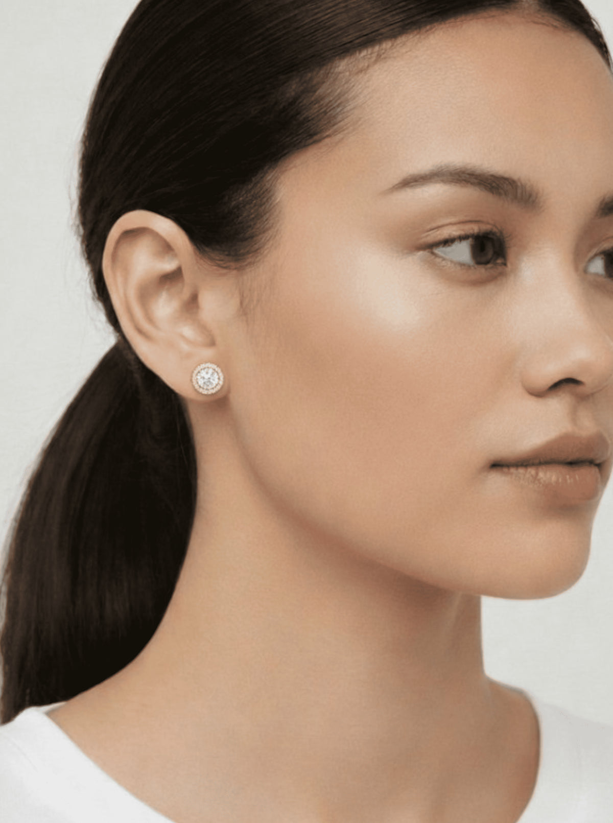 Round Pave Stud Earrings