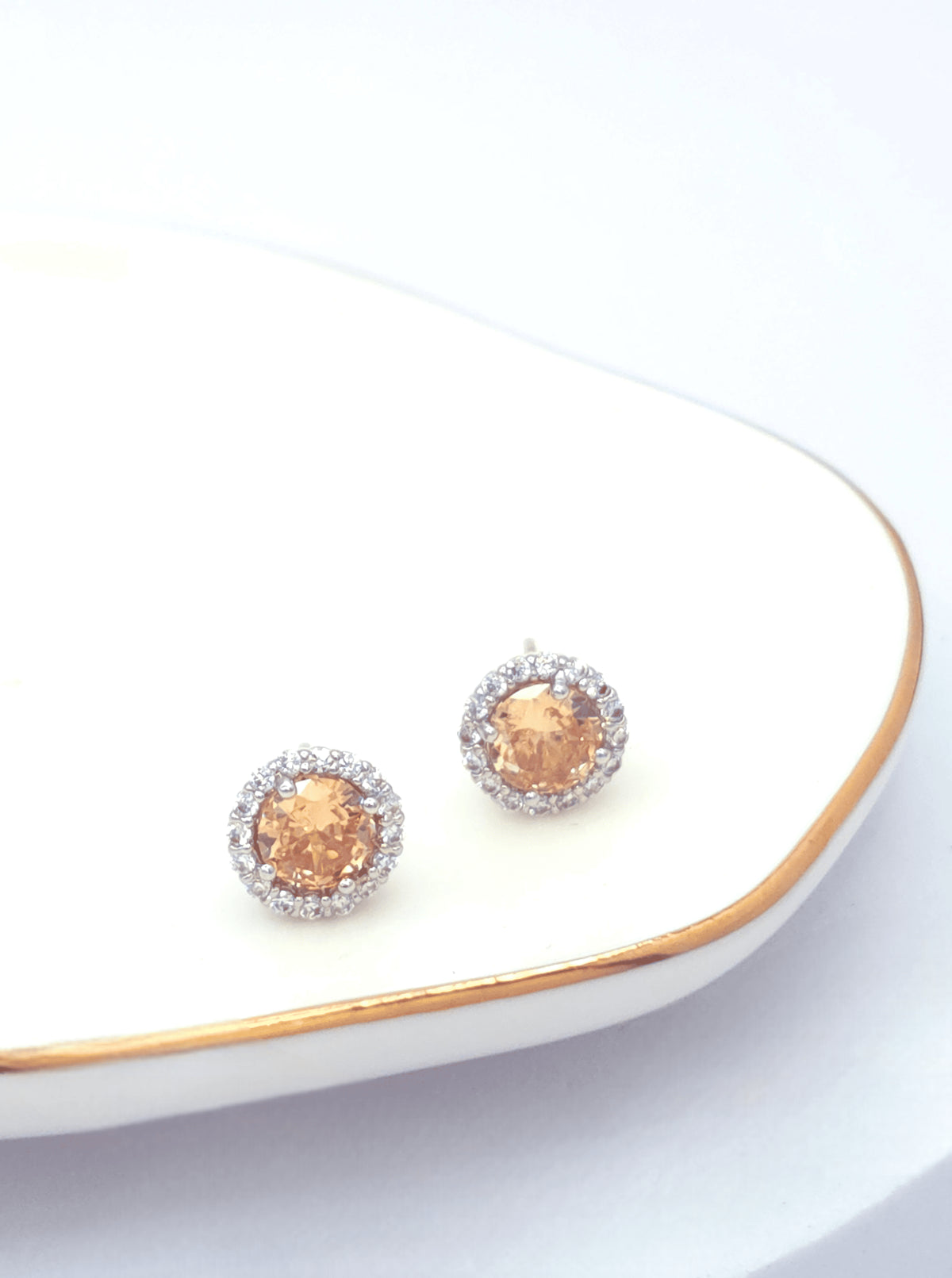 Round Pave Stud Earrings