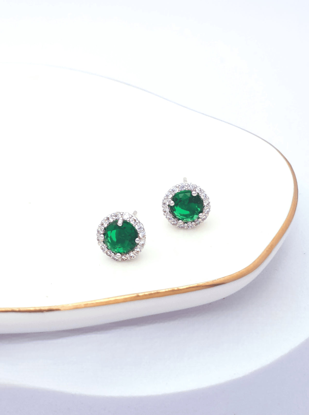 Round Pave Stud Earrings