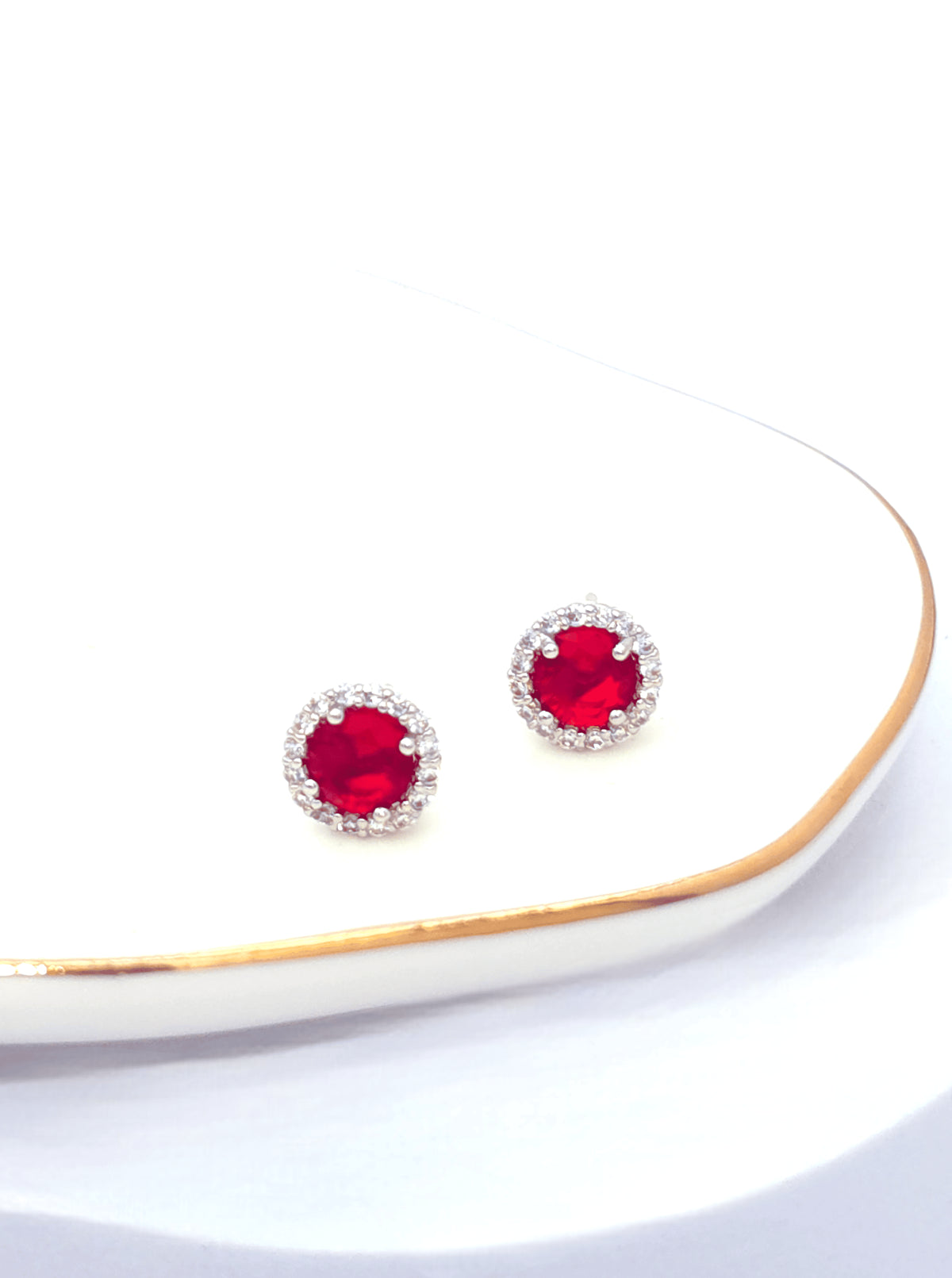Round Pave Stud Earrings