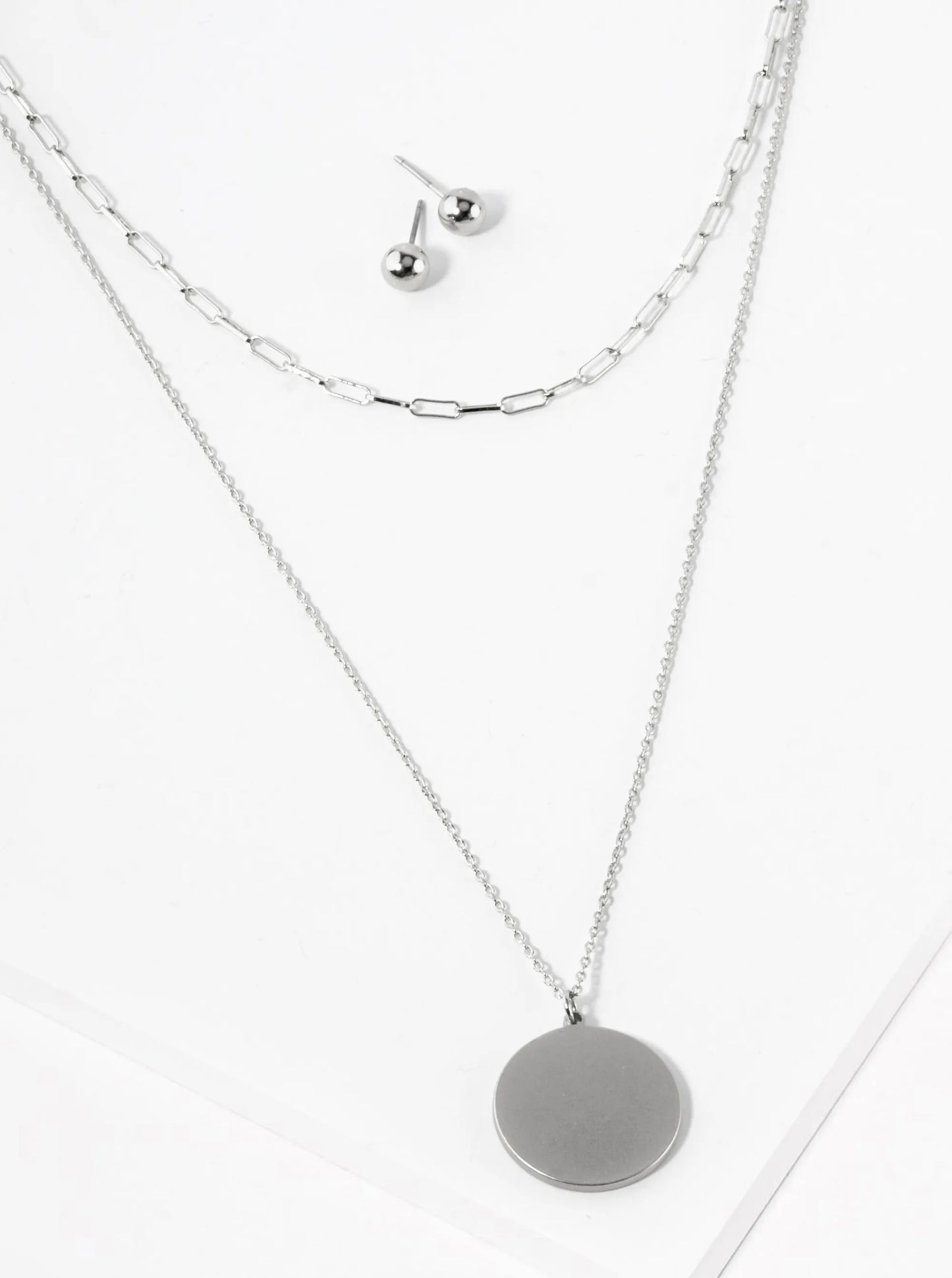 Round Pendant Dual Layer Necklace