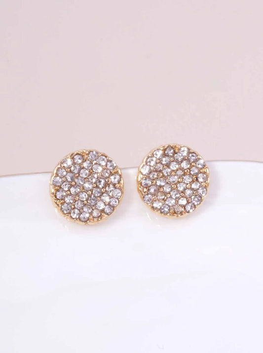 Round Rhinestone Pave Post Back Stud Earrings