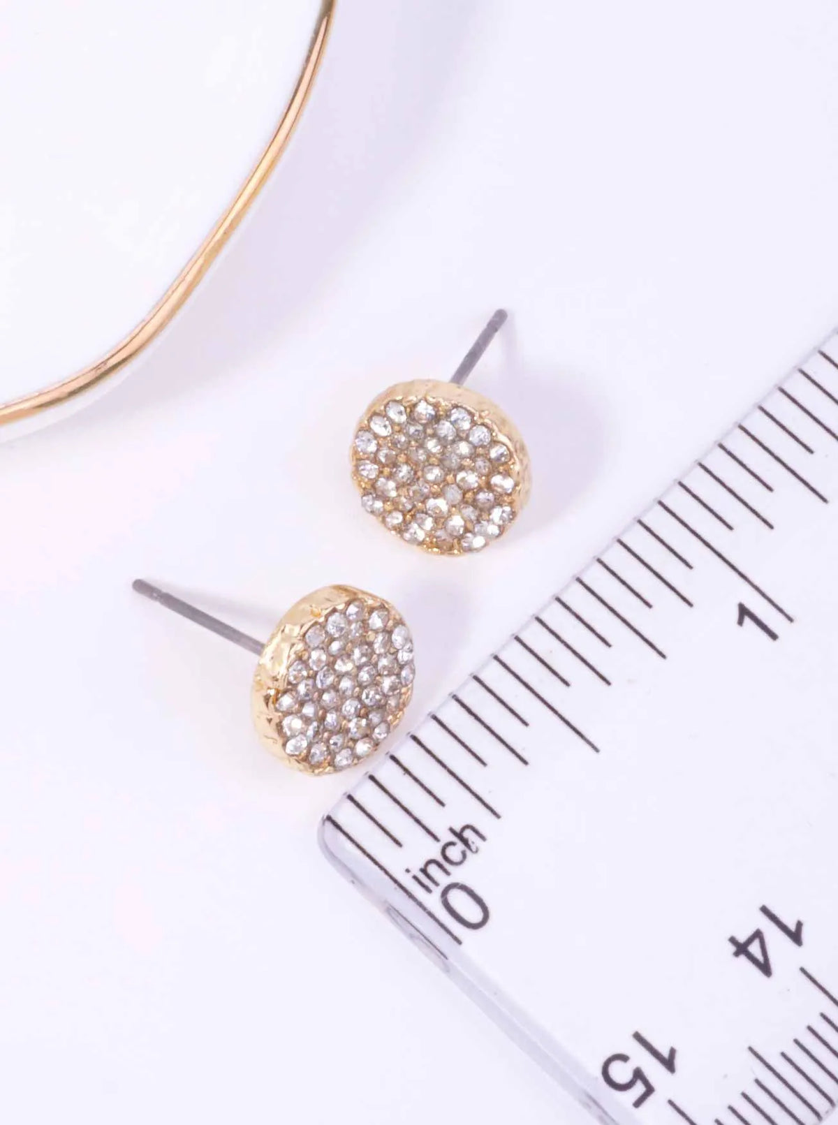 Round Rhinestone Pave Post Back Stud Earrings