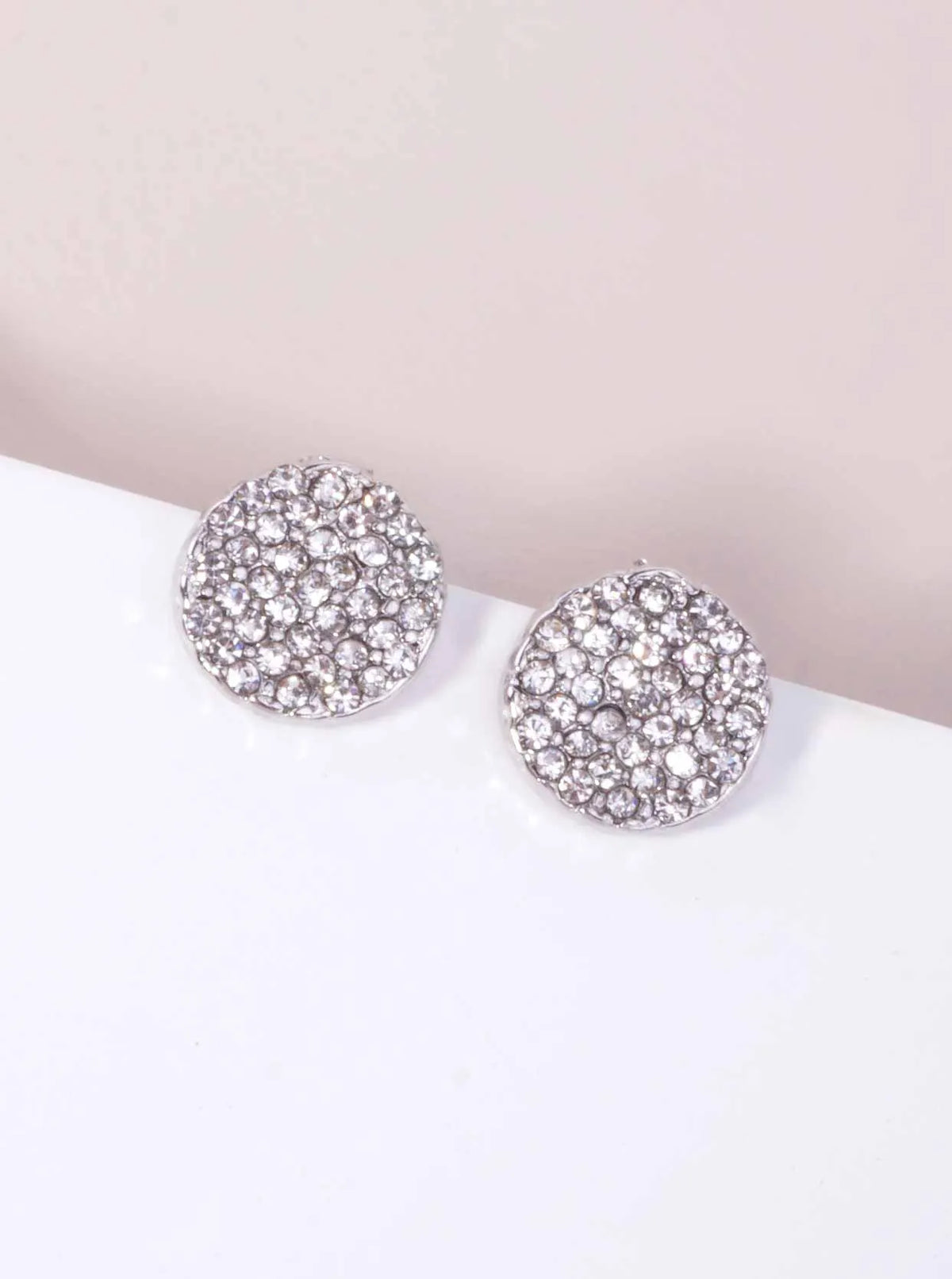 Round Rhinestone Pave Post Back Stud Earrings