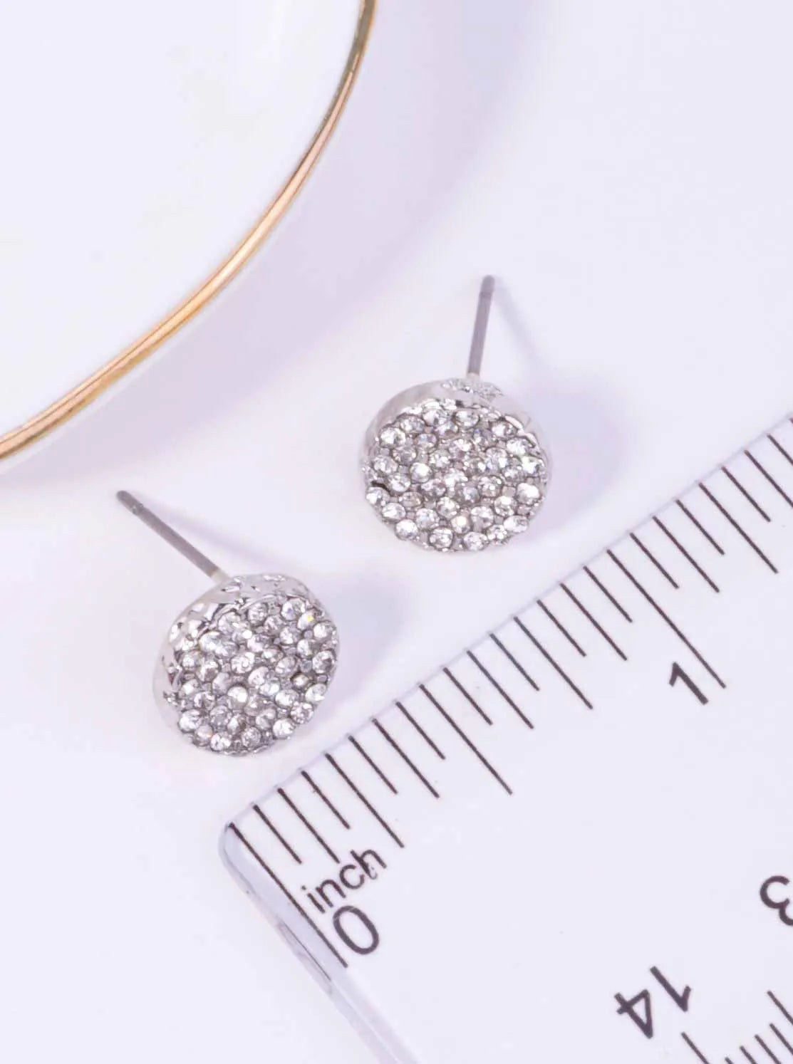 Round Rhinestone Pave Post Back Stud Earrings