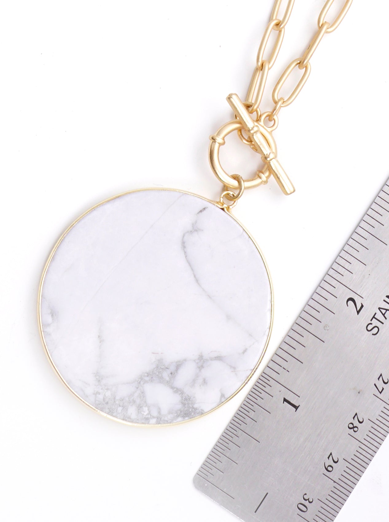 Round Flat Semi Precious  Toggle Closure Long Necklace
