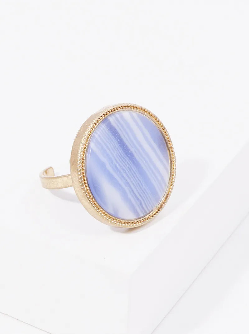 Round Semi-precious Stone Adjustable Ring