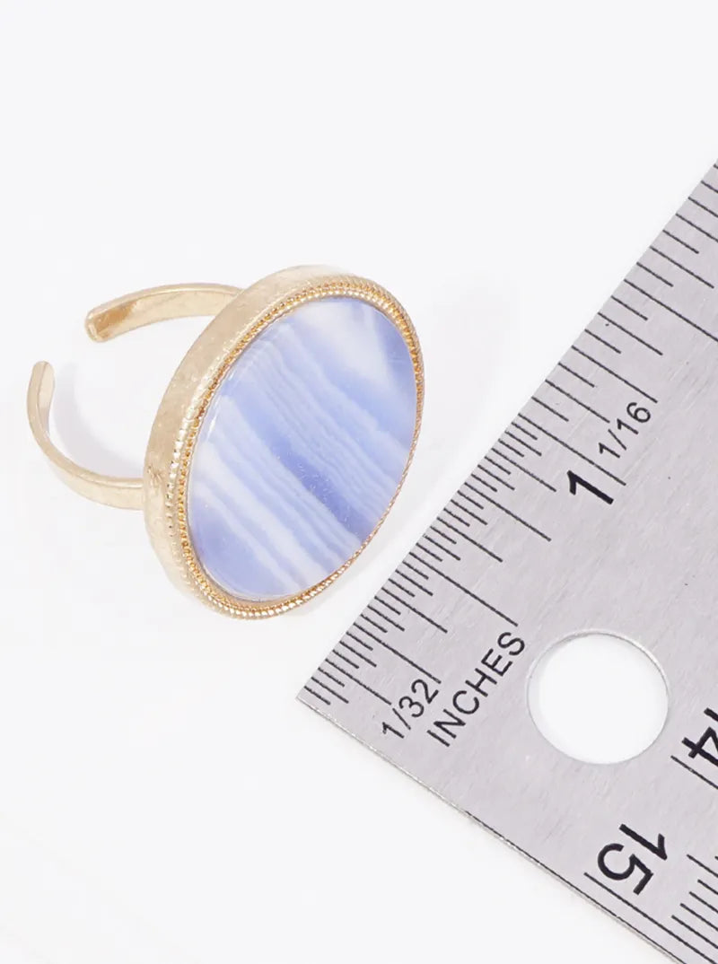 Round Semi-precious Stone Adjustable Ring