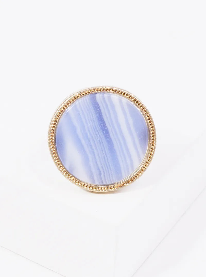 Round Semi-precious Stone Adjustable Ring