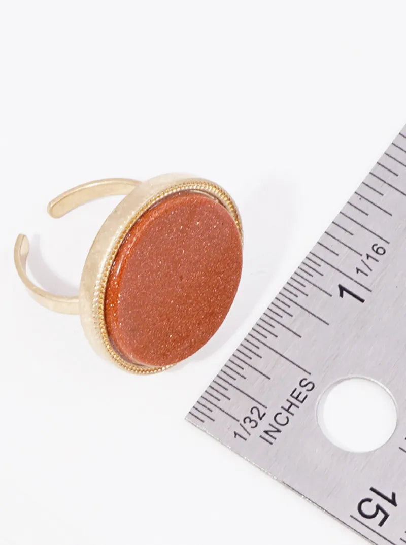 Round Semi-precious Stone Adjustable Ring