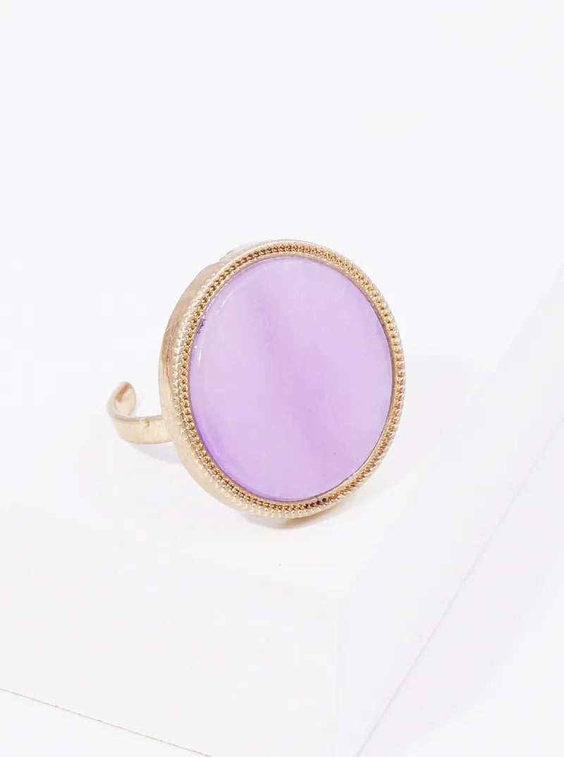 Round Semi-precious Stone Adjustable Ring