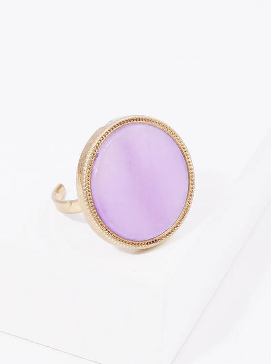 Round Semi-precious Stone Adjustable Ring