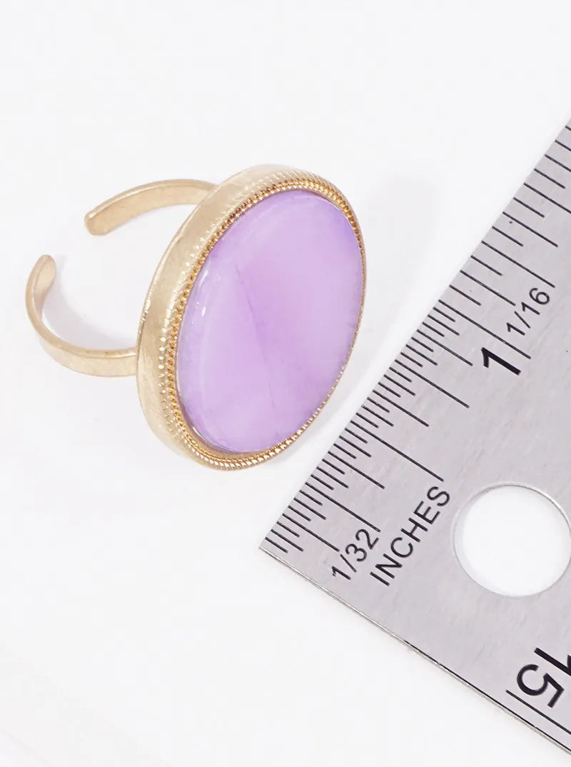 Round Semi-precious Stone Adjustable Ring